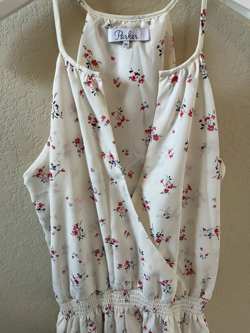 Parker Nathan Women’s White Floral Halter Mini Dress Blouson A-Line Size XS - Picture 6 of 9